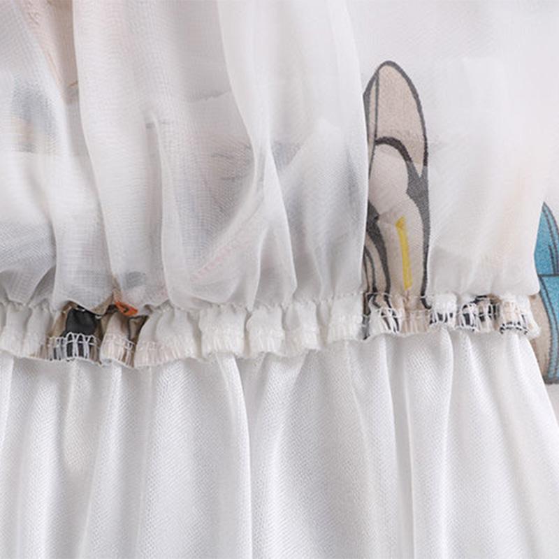 Jarní a letní středně dlouhá šifonová potištěná sukně s mašlí boho plážová sukně dámská sukně