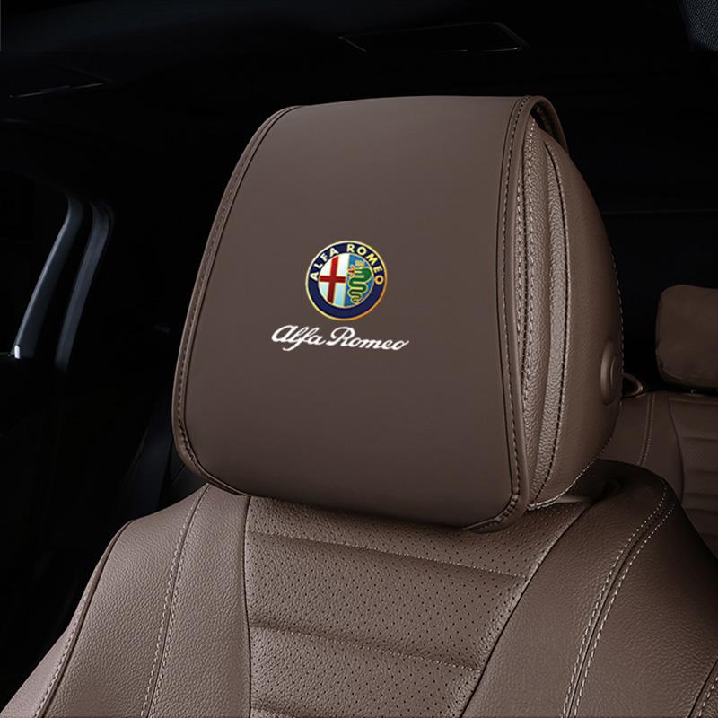 Leather Car Pillowcase Car Supplies Headrest Cover For Alfa Romeo 4C 159 Spider Giulia Giulietta 156 Anti Fouling Decoration Mat