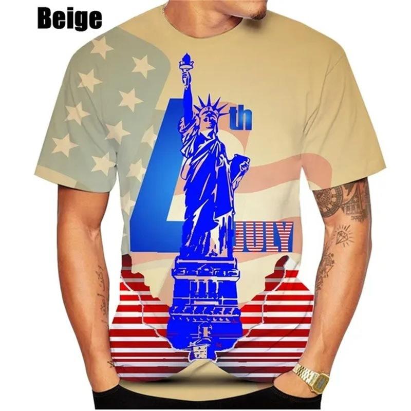 Modisches Herren-Rundhals-Kurzarm-3D-Casual-Farbprint-Casual-Kurzarm-Rundhals-T-Shirt