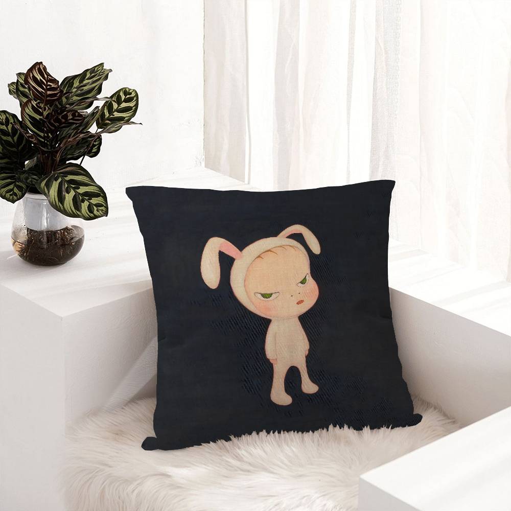 Creative Yoshitomo Nara Decorative Room Aesthetics Pillow Case Home Decor Bedroom Sofa Bed Couch Pillow Cover 45x45