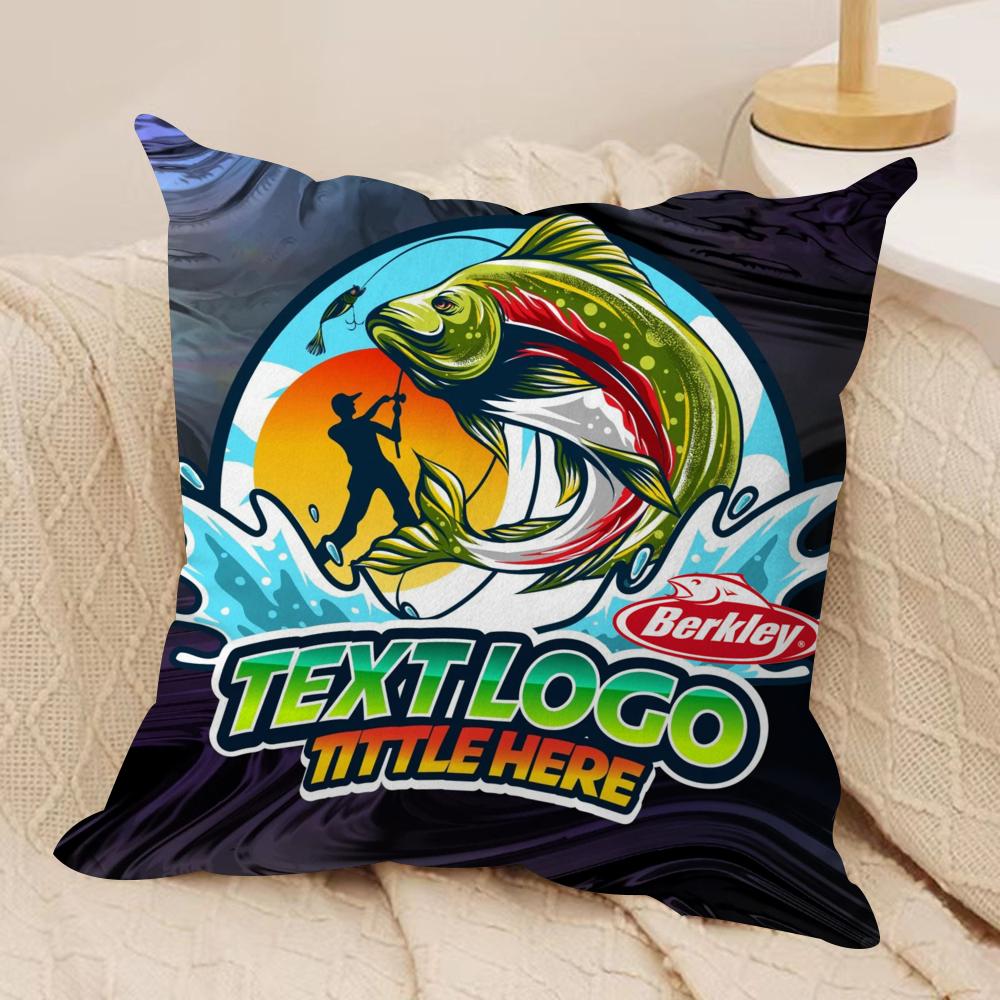Popular Fishing B_Berkleys Cushion Cover Soft Plush Fabric Double-Sided Printed Sofa Cushion Cover for All Seasons Home Decor