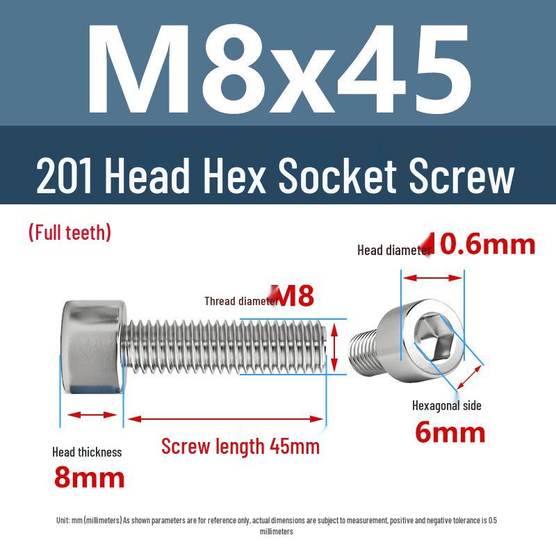 Yigu 201 Stainless Steel Cup Head Hexagon Screws and Bolts - M3, M4, M5, M6