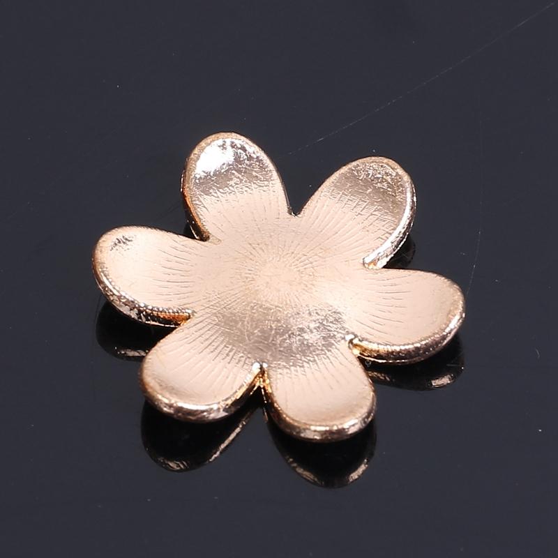 Engood 50Pcs Six-leaf Flower Rhinestone Buckles Sewing Trim & Embellishments Craft Button for Wedding Hair DIY Accessories LP52