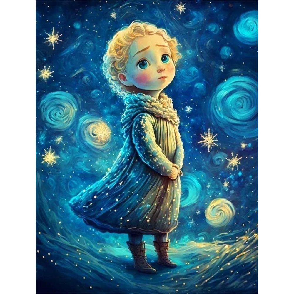 

Disney Diamond Painting Frozen Elsa Starry Night Illustration Wall Decoration Embroidery Full Diamond Cross Stitch DIY Gift Home Decoration Round 20x30cm