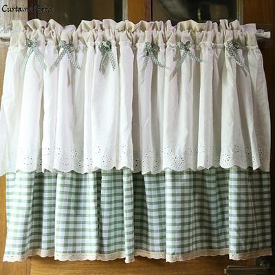Cortinas Curtas para Cozinha Algodão Linho Estilo Fazenda Cortina Meia Divisória Barra para Janela com Passador para Armário Café Sala de Estar