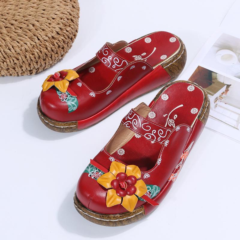 2025 Summer Ethnic Style Women's Handmade Floral Sandals with Thick Sole