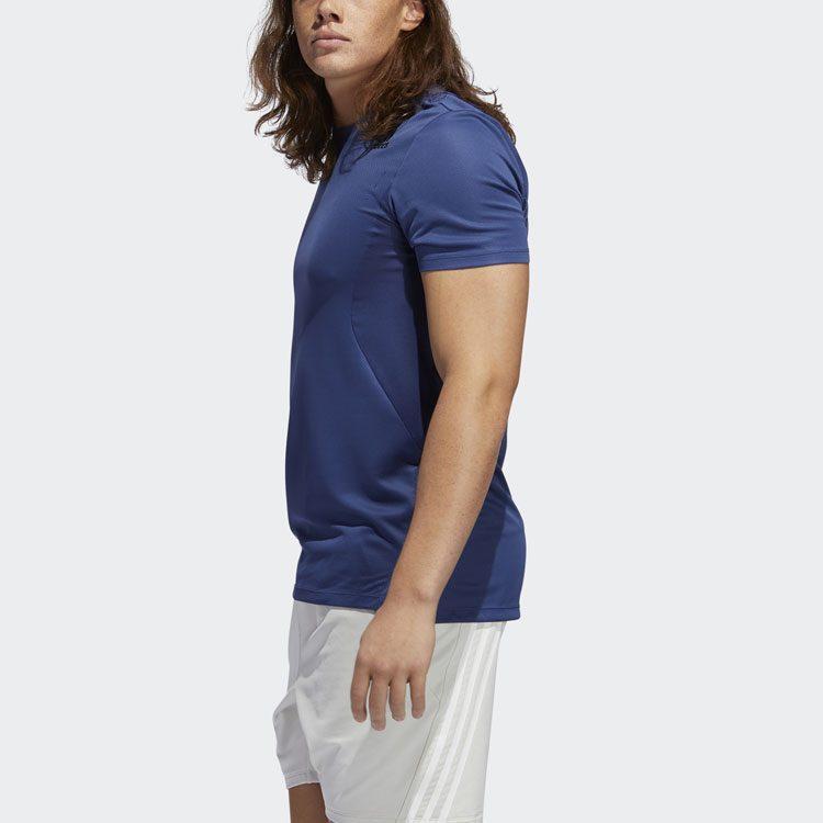 adidas T Shirts Men's Tech Indigo Crew Neck Moderate Straight Fit GL7299