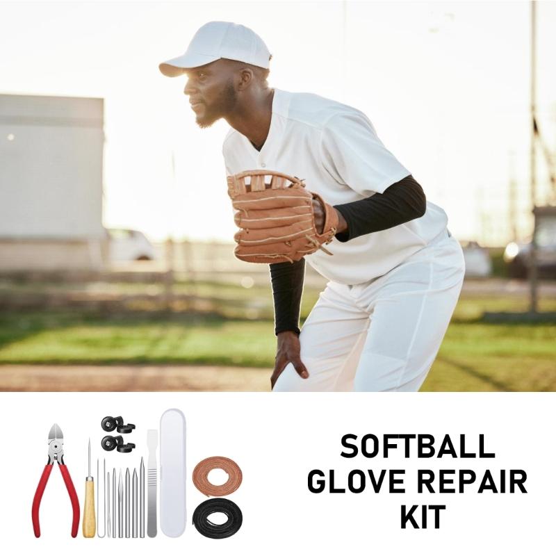 Kit di Lacci di Ricambio per Guanti da Baseball/Softball 16x/Set Strumento per Infilare e Stringere i Lacci Bloccaggio Guanti Kit di Cura per Guanti da Baseball