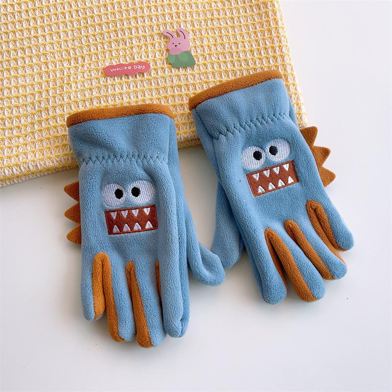 Warme Plüschhandschuhe für Kinder Cartoon Weich Outdoor Polarfleece Winddicht Skifahren Radhandschuhe Kind Schüler Kleinkind Rad Fäustlinge
