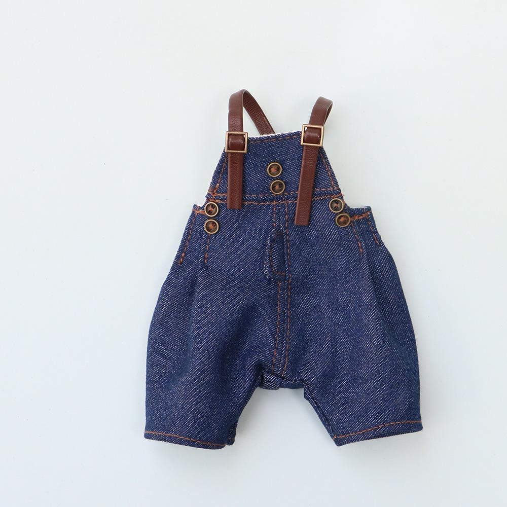 Dress Up Doll Denim Pants 15-20cm Doll Overalls Cotton Bjd Doll Clothes DIY Toy Dark blue