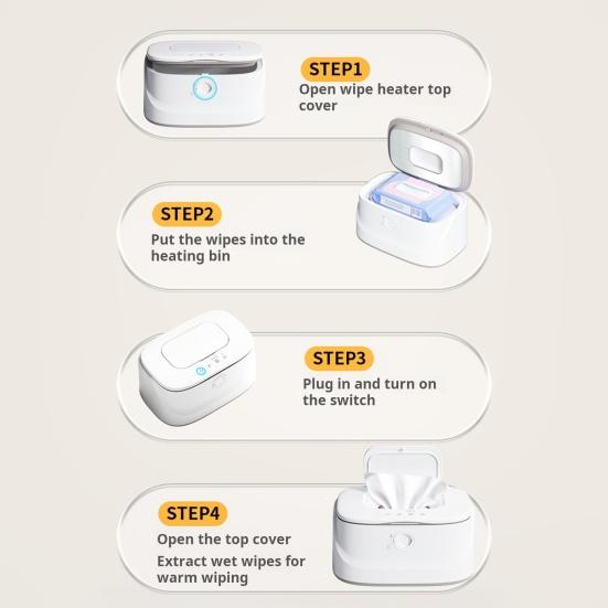Wipes Warmer with Stainless Steel Top Heating 3 Adjustable Levels Indicator Light