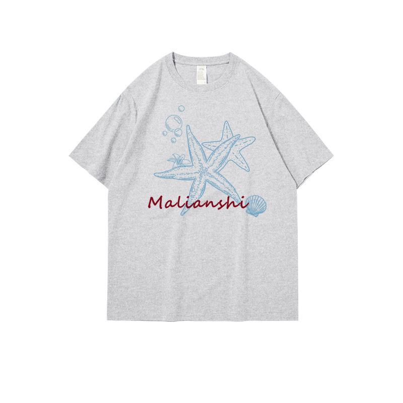 

Women s Retro Cotton Short Sleeve Loose T-Shirt M (up to 100 jin) светло-серый