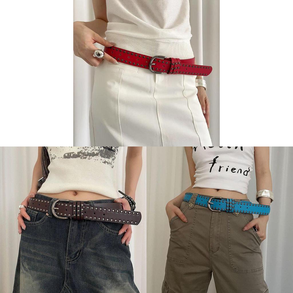 Retro American Suede Belt For Women With Metal Embellishments For Casual Wear