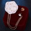 Heren Trouw Broches Stofkunst Handgemaakt Rozenbloem Broche Revers Speld Badge Kwastje Ketting Herenpak Accessoires Bruidegom Boutonnière