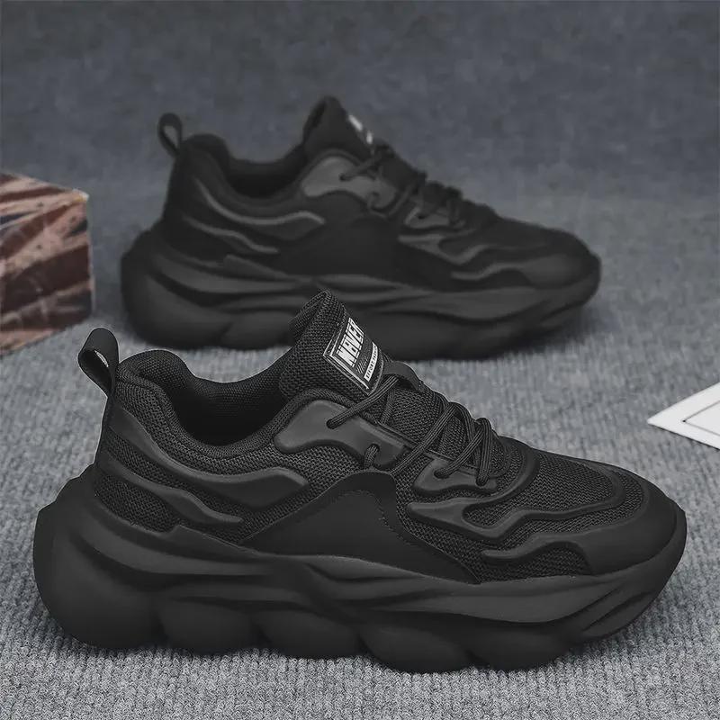 Men's Versatile Lightweight Height-Boosting Dad Shoes - Trendy, Breathable, Thick-Soled Casual Running Sneakers for Spring.