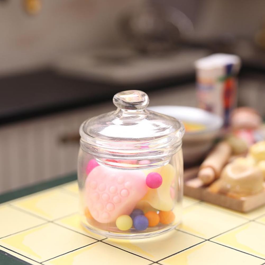 UPKOCH 6pcs Miniature Glass Jar Doll House Decor Mini Jars for Unique House Decoration for Bedroom and Dressing Accessories