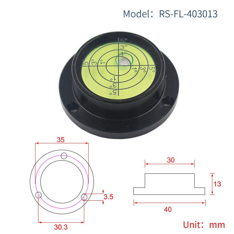 HACCURY Round Metal Spirit Level with Base Mounting Holes