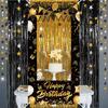 1pc Black Golden Happy Birthday Photo Booth Prop for 30/40/50/60th Milestone Celebrations Birthday Party Decoration Backdrop