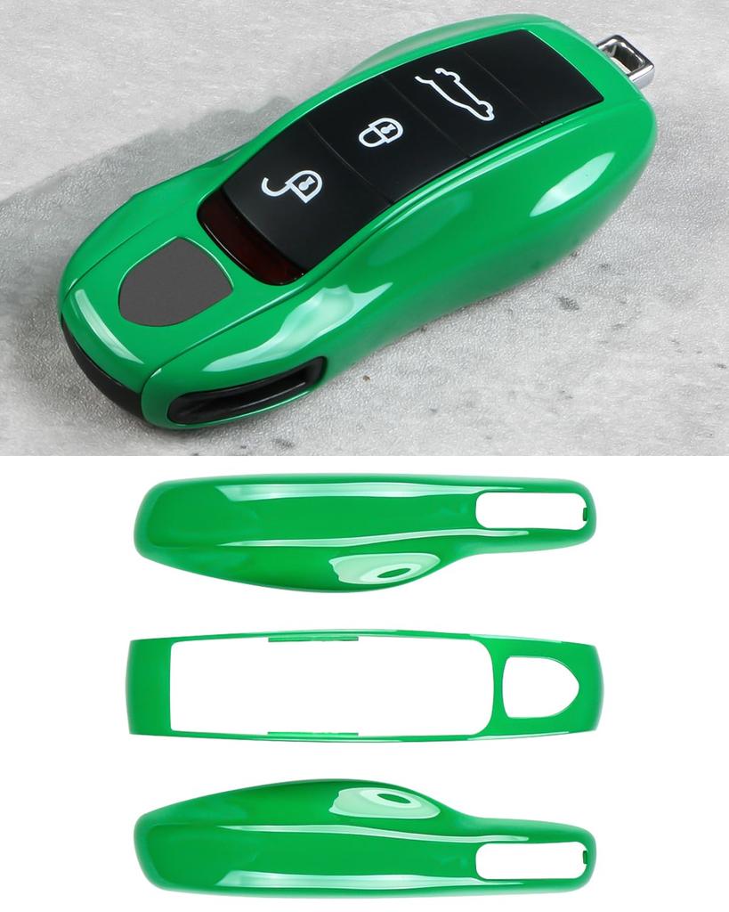 Key fob cover for Porsche Cayenne Porsche key key cover Python Macan, 718, Cayman, Panamera, 911, Boxster, chain, (Giant Green)