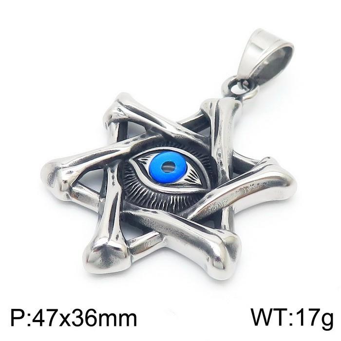 Stainless Steel Hexagram Pendant Necklace Men's Vintage Hollow Out Charms Accessories Zirconia Star Sweater Chain Jewelry
