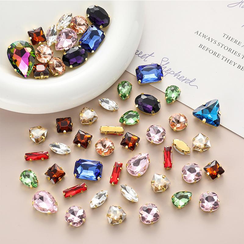 Supply Glass Claw Drill Hand-sewn Diamond Crystal Buckle DIY Wedding Clothing Hair Accessories Shoe Buckle Accessories Mixed 50pcs