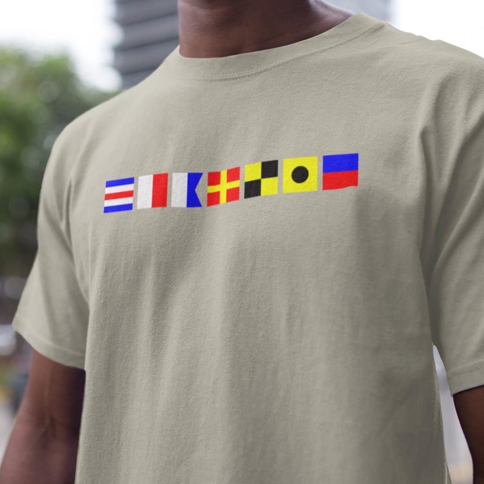 Personalized Name In Nautical Flags Shirt, Maritime Flag T-Shirt, Custom Captain Shirt, Father s Day 2XL
