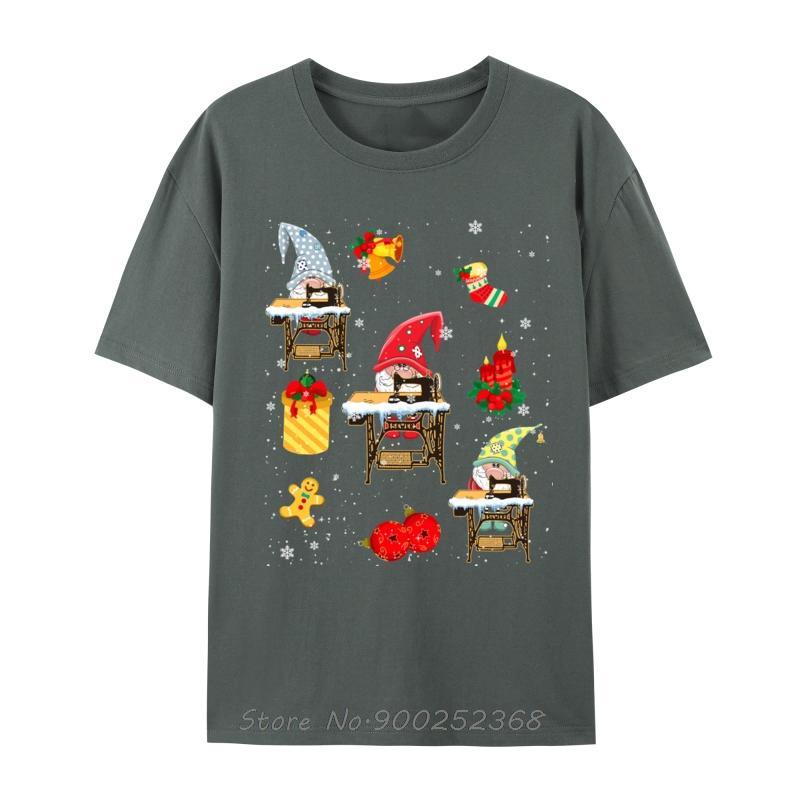 Cute Sewing Gnomes Funny Christmas Gnomes Sewing Quilting Printed TShirt Unisex Summer Graphic T Shirt Oneck Oversized Tshirt