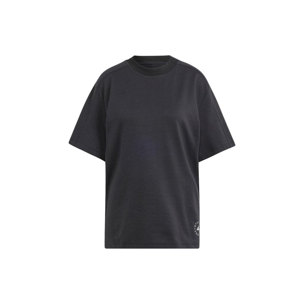 adidas X Stella Mccartney Co-Branded Solid Color Logo Loose Round Neck Short Sleeve T-Shirt Women Tops Black IB6854
