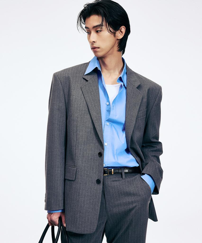 Tngt Pin Stripe Structure Single Jacket (Grey) Tnja6E104G2