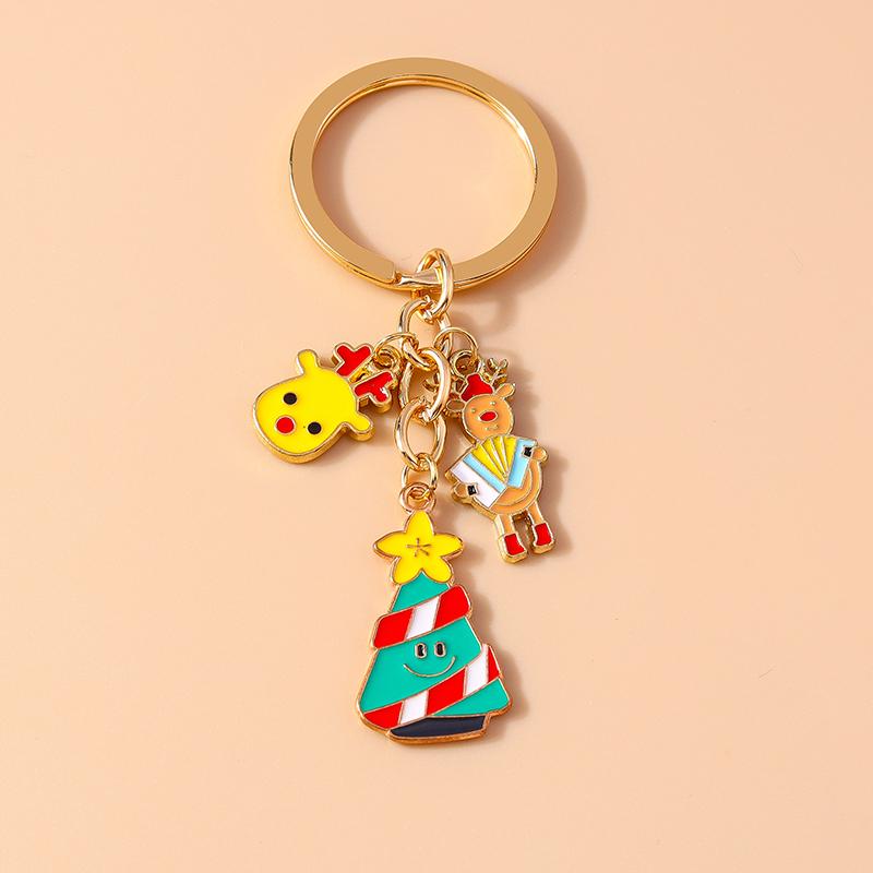 New Enamel Christmas Keychain Snowman Santa Claus Key Rings for Car Key Holder Women Girl's Handbag Pendants Jewelry Gifts