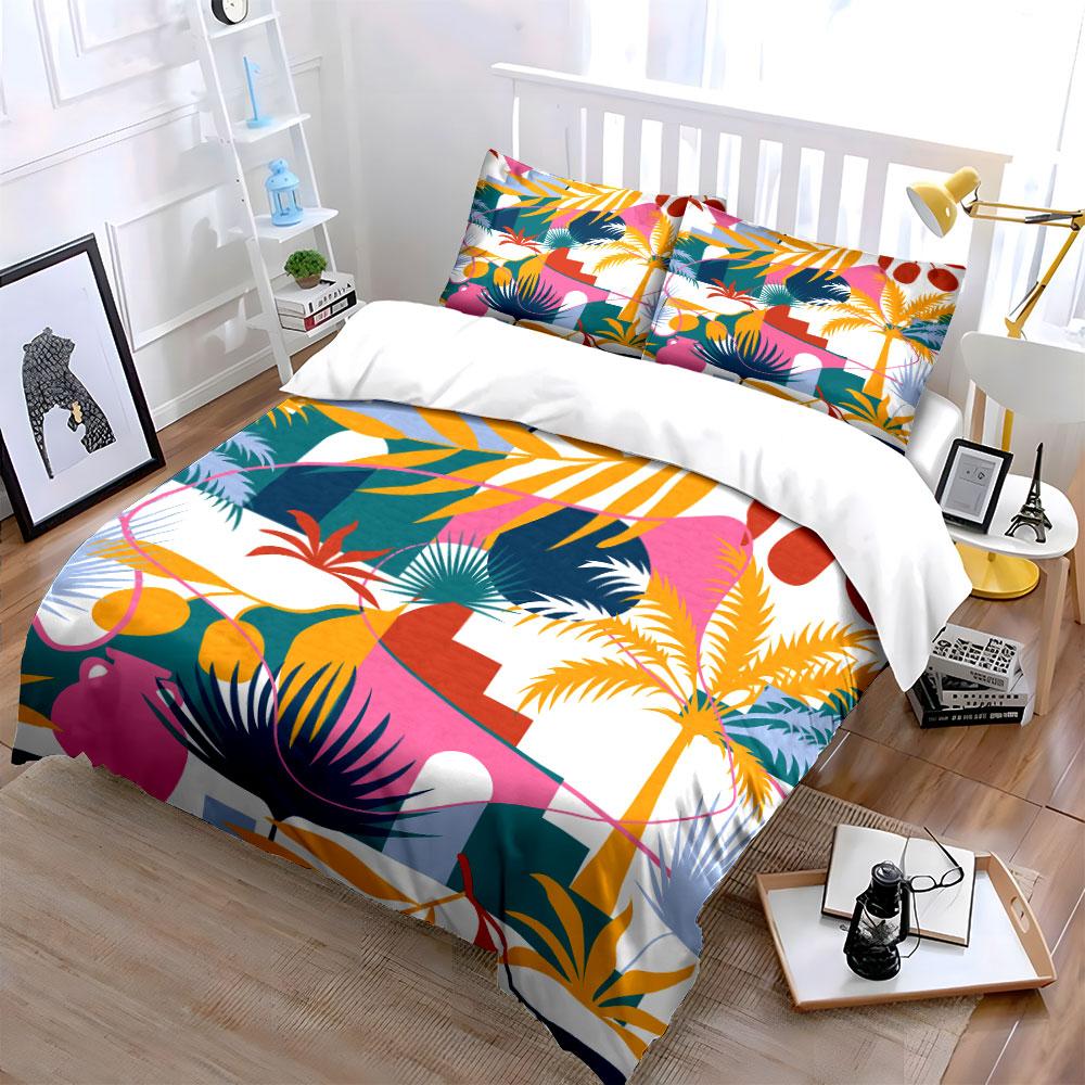 Tropical Plant Colorful Print Bedding Duvet Cover Set Duvet Cover Pillowcases (1 * Duvet Cover 2 * Pillowcases, Without Duvet Insert)
