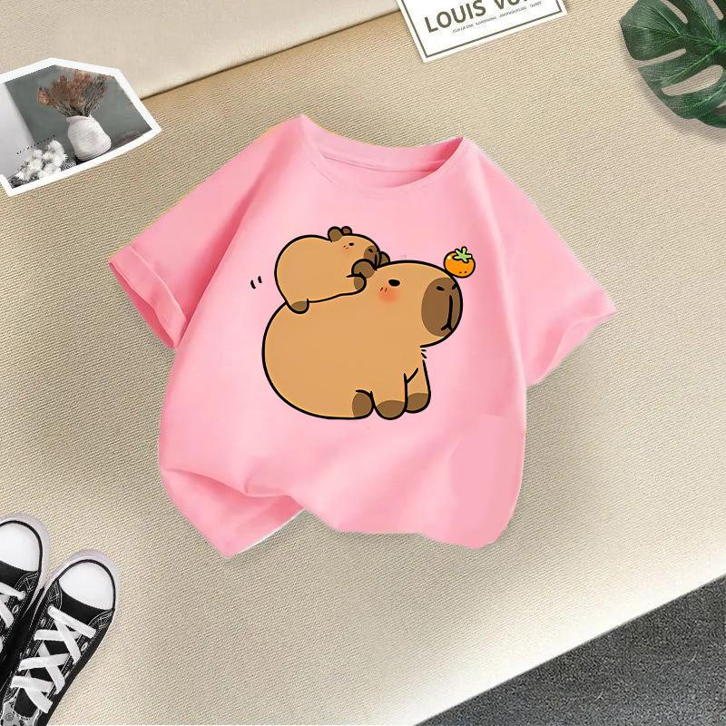 Children's Casual Short-sleeved T-shirt, Summer Boys' And Girls' Cute Capri Blouse