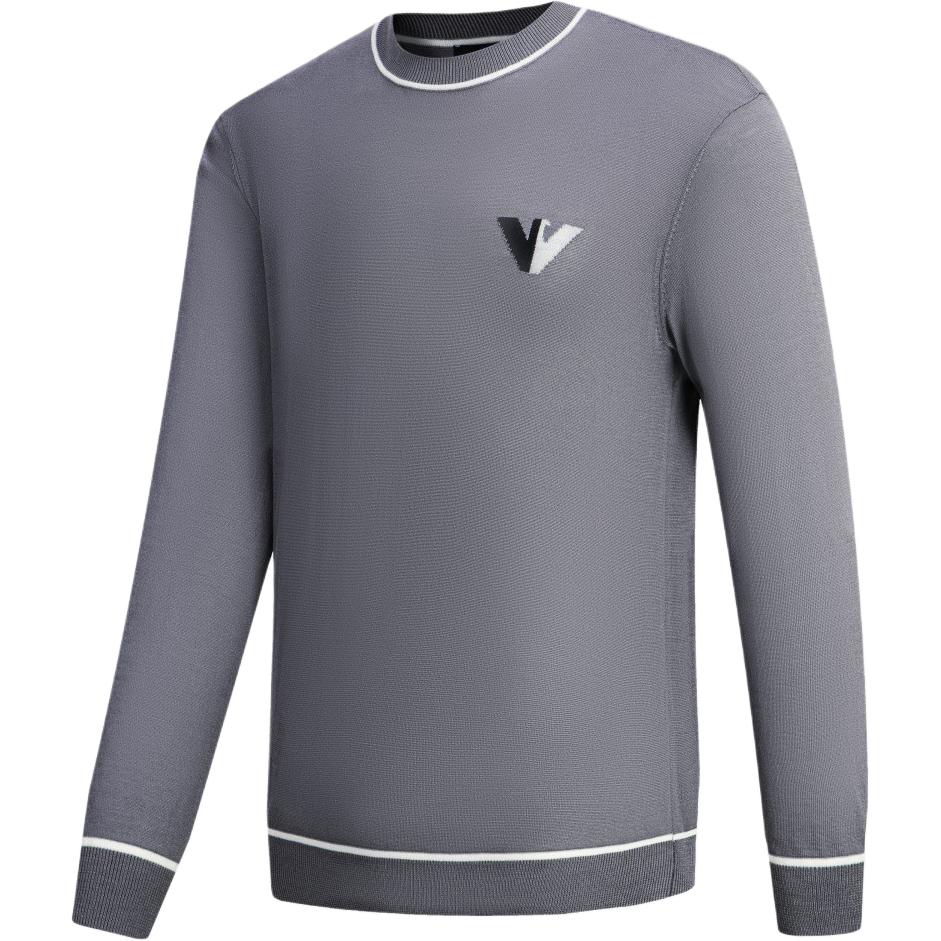 Emporio Armani FW24 Contrast Trim Logo Embroidered Crew Neck Long Sleeve Sweater Men sweater Purple Gray 6D1MXH-1MJLZ-F627