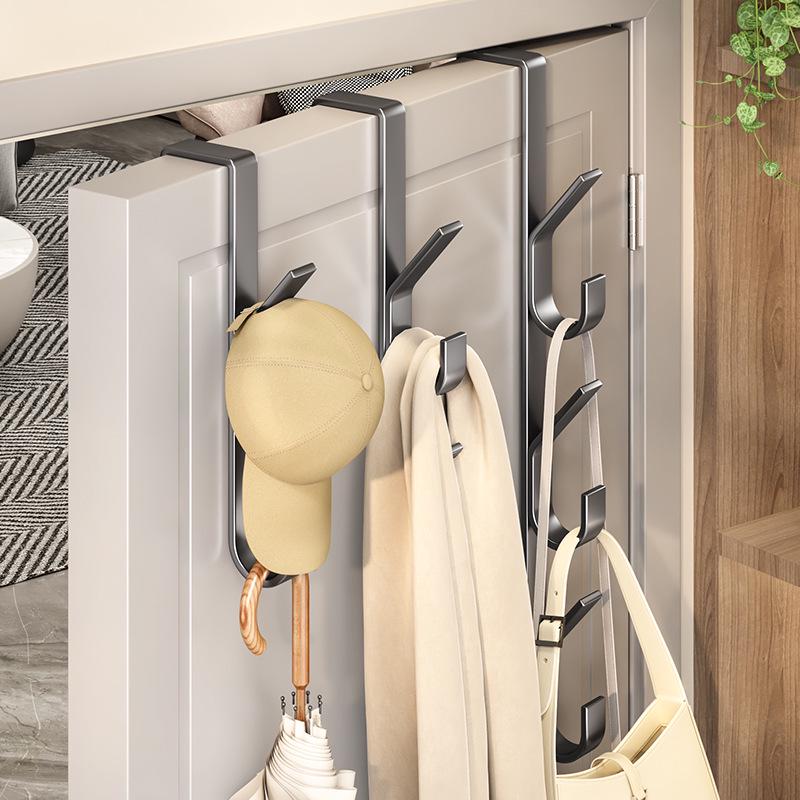 Adhesive-Free Multi-Functional Vertical Clothes Hooks for Bathroom Doors