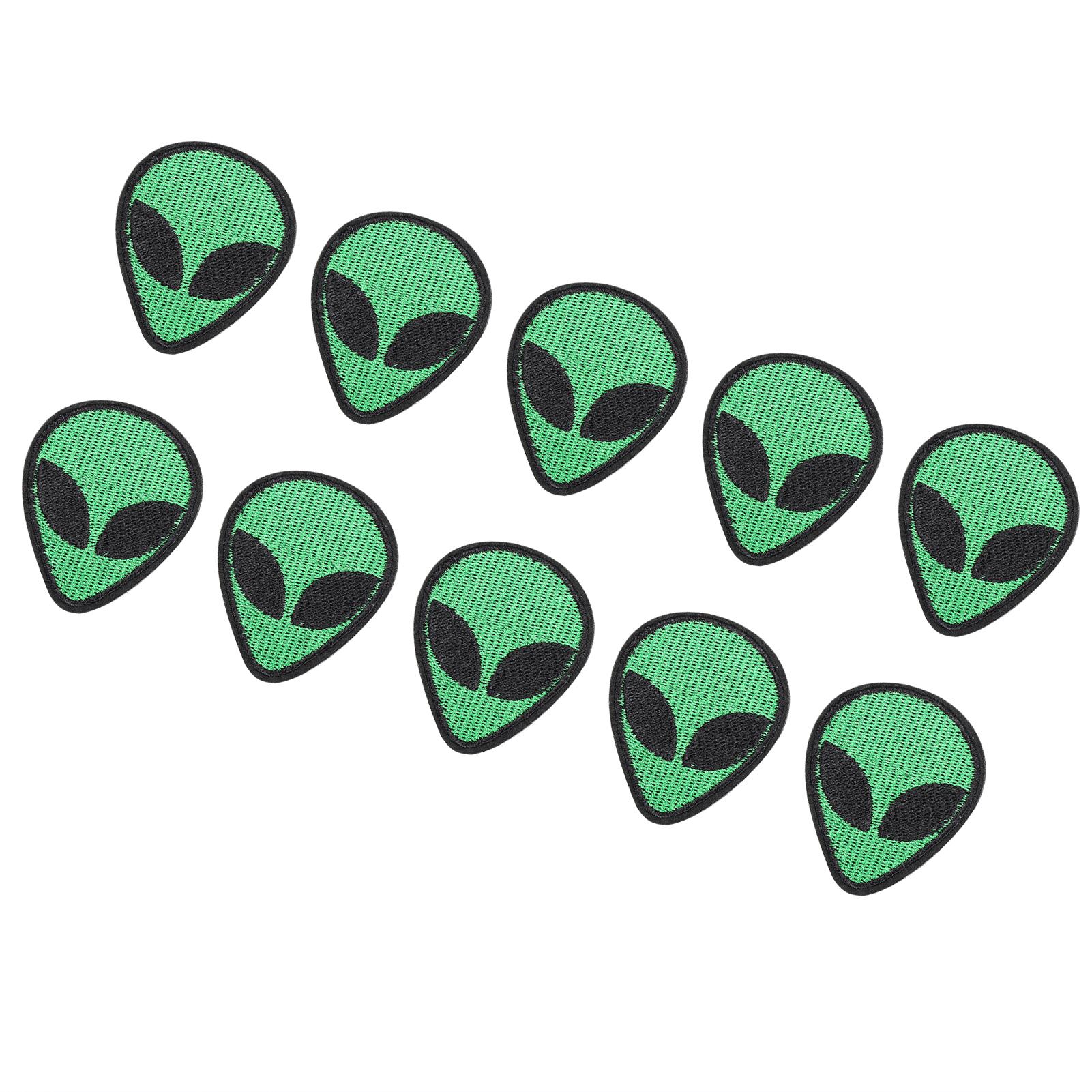 

10 шт. вышитая нашивка в форме головы инопланетянина декоративная тканевая наклейка зеленая для одежды