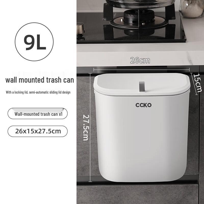 CCKO 9L Wall-Mounted Kitchen Trash Can with Lid