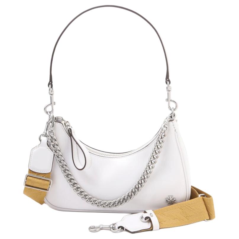 Tory Burch Mercer 22 Spring Summer Silver Chain Double Shoulder Strap Leather Underarm Bag Women Bags White 88188-100