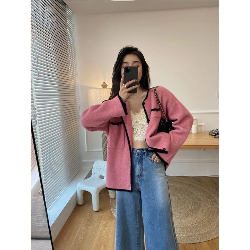 

Кардиган-свитер-пальто для женщин, осень-зима 2022, новая женская одежда, корейская версия, свободный вязаный свитер, топ