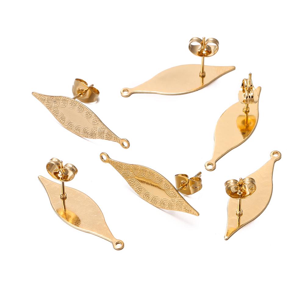 10 Stück/Los Mehrere Stile Edelstahl Stecker Ohrring Basis Runde Blätter Basis für Ohrringe DIY Schmuckherstellung Zubehör