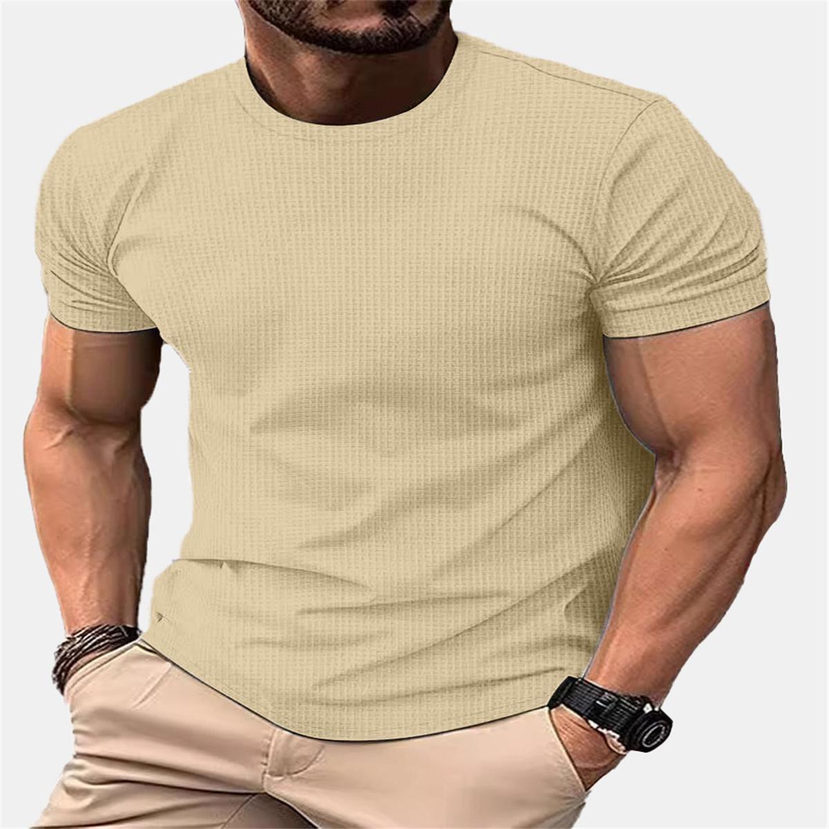 

2024 New Men s Ice Silk Short-sleeved T-shirt Men s Crewneck Summer Solid Color New Fashion Casual Short-sleeved T-shirt Men s Summer Tops 3XL хакі