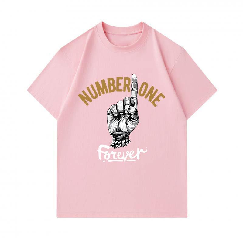 Men's 100% Cotton Crew Neck Short Sleeve T-Shirt, Number One Forever Hand Gesture Print Casual Comfortable Tee, Summer Regular Fit Daily Wear Top for