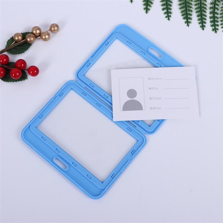Plastic Double Sided Transparent Employees Work School Credential Badge Office Pass Id Card Holder Accessories Lanyard Decor