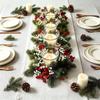 Artificial Pine Needles Christmas Wreath Red Berries Candle Ring Wreath  Table Centerpiece