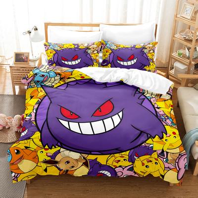 Pikachu Series Three-Piece Cartoon Kit 3D Digital Printing Quilt Cover Bedding