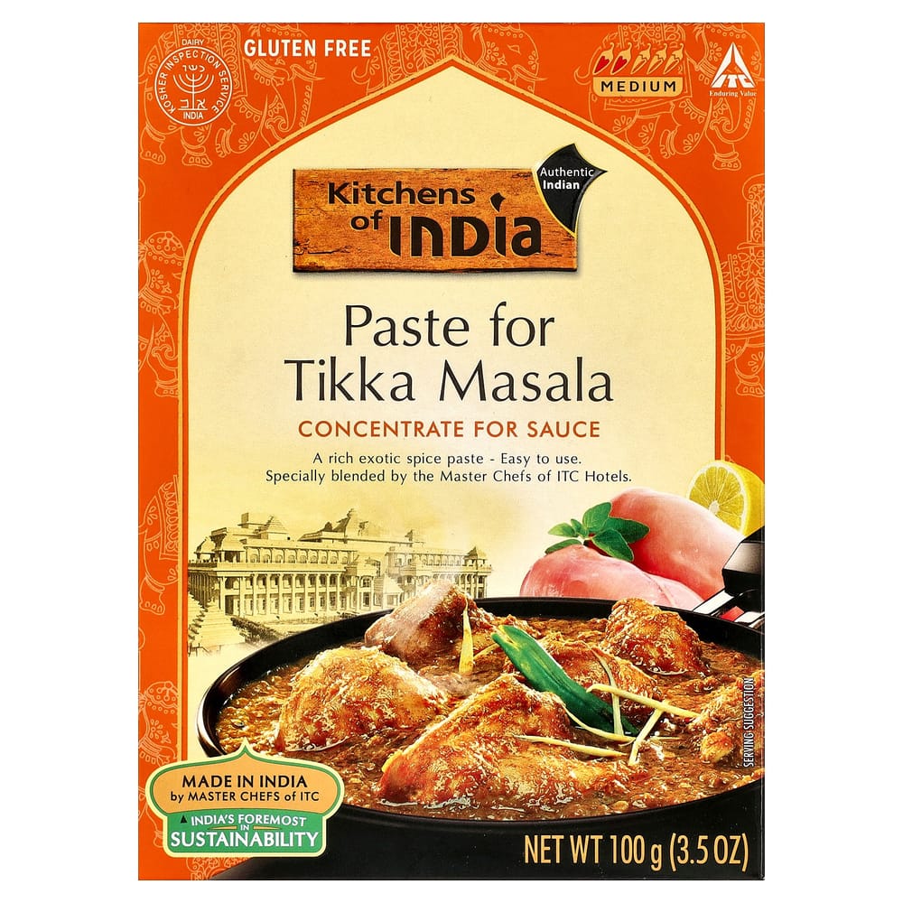 Kitchens of India Паста-концентрат соуса Тикка Масала, Средняя острота, 100 г (3,5 унции)