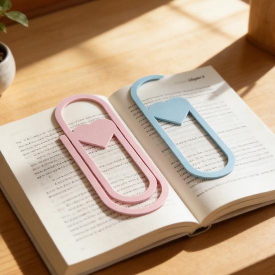 Heart-Shaped Oversized Paper Clip Bookmark PLA Page Marker Romantic Gift for Book Lovers Unique Reading Accessory for Journals Planners