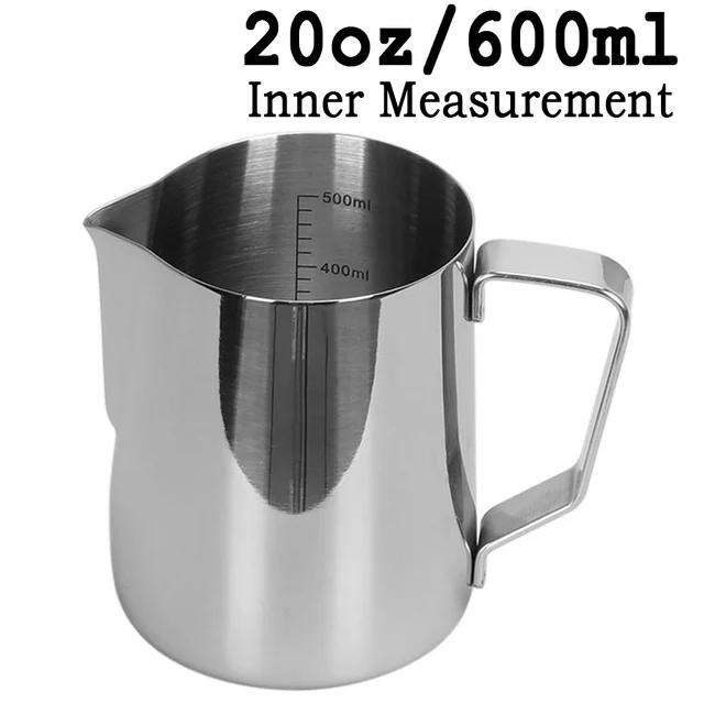 Stainless Steel Milk Frother Pitcher - Coffee Latte Art Jug with Measurement Mark Practical Espresso Barista Tool for Kitchen