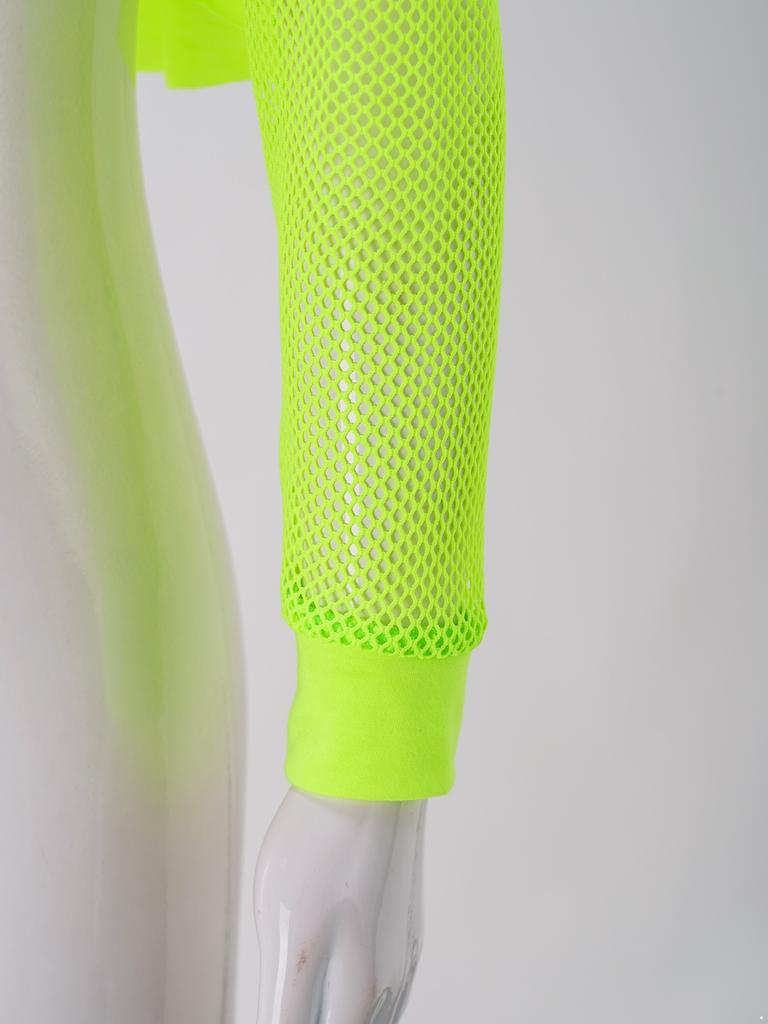 Kids Girls Long Sleeve Fishnet Cropped Hoodie Sheer Mesh Pullover Hooded Cover Up Dance Crop Top