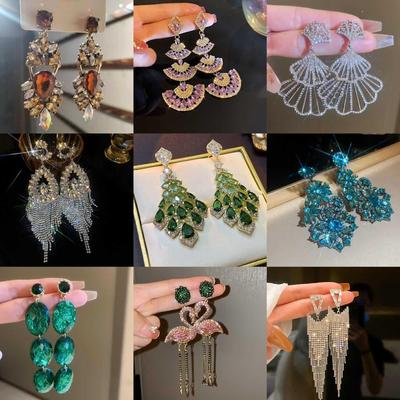 Silver Needle Zircon Flower Tassel Earrings: Elegant, High-End Studs for a Fashionable, Sophisticated Look