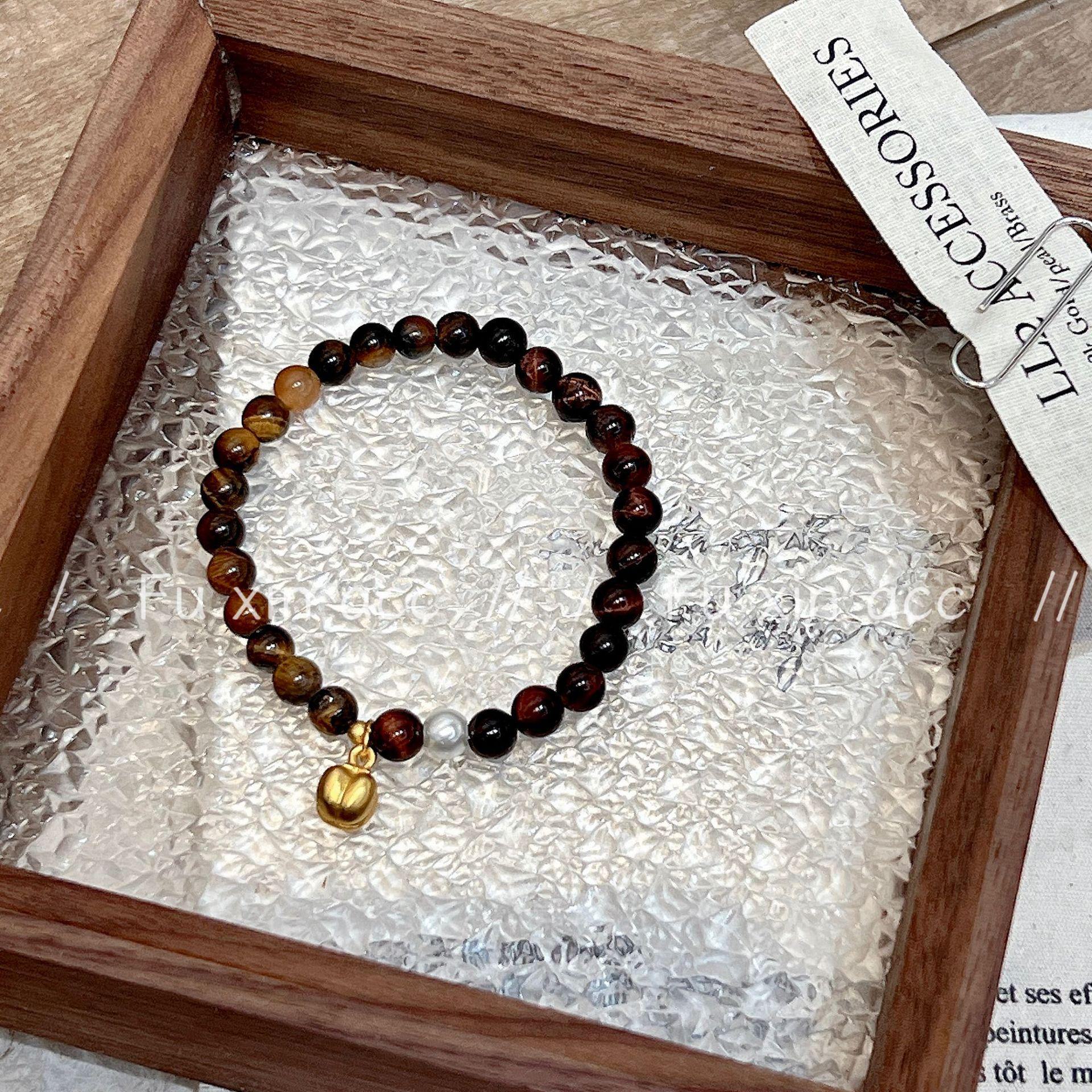 

Элегантный женский браслет из камня Тигровый глаз: Цвет Майяра, Высококлассный модный аксессуар